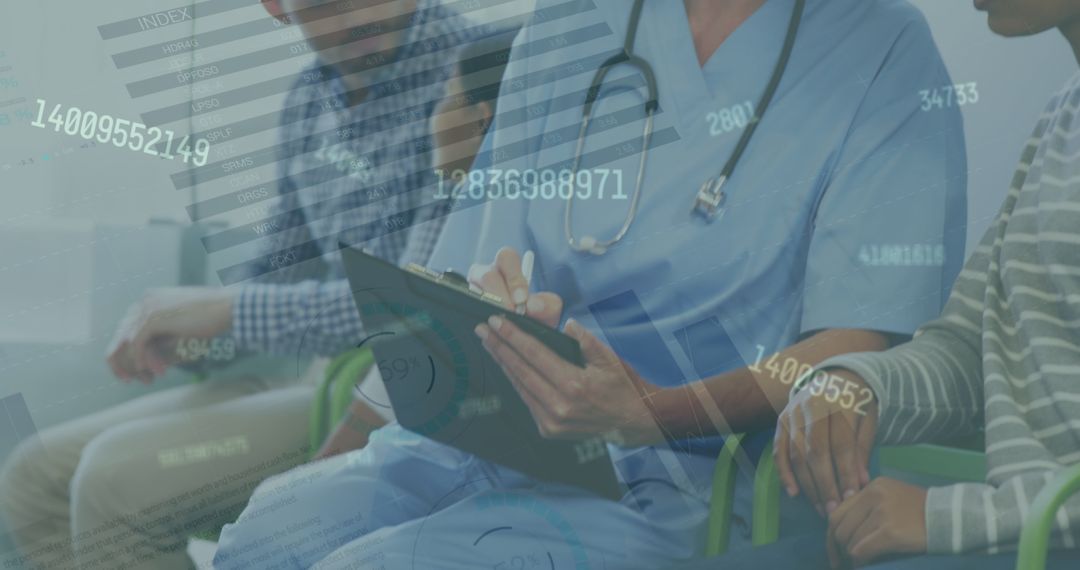 Healthcare Professional Analyzing Data with Patients