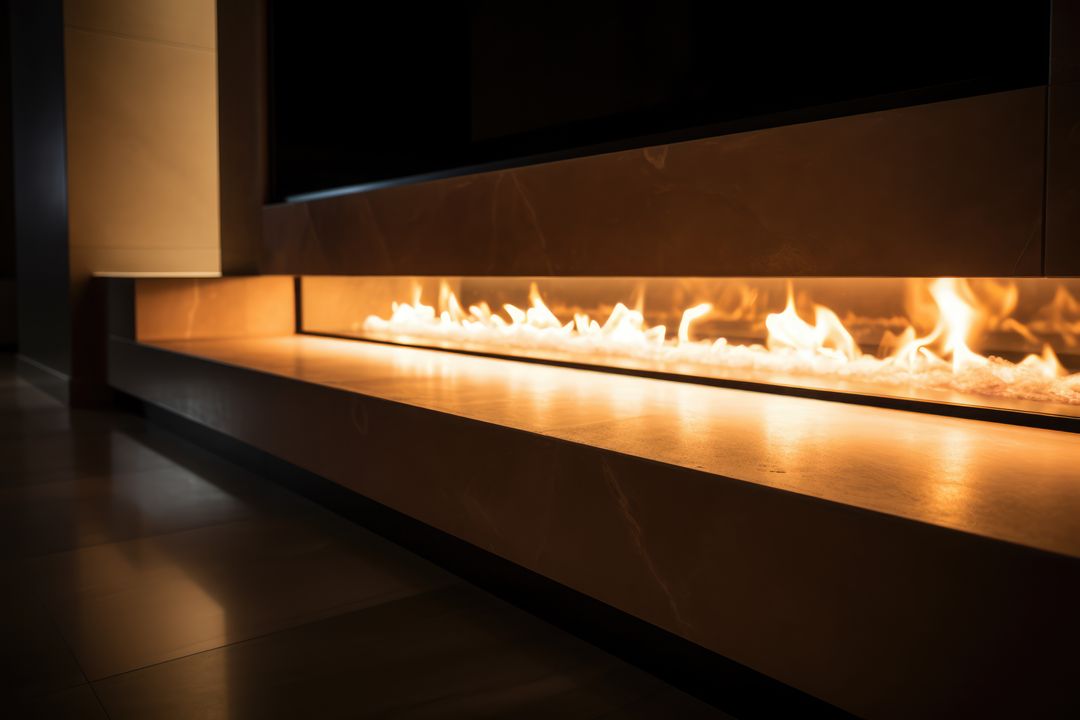 Modern Gas Fireplace in Luxurious Living Room - Free Images, Stock Photos and Pictures on Pikwizard.com