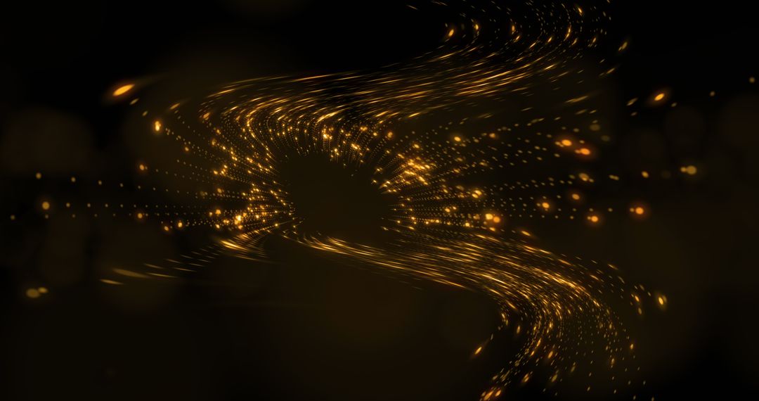 Abstract Golden Particle Swirl on Dark Backdrop