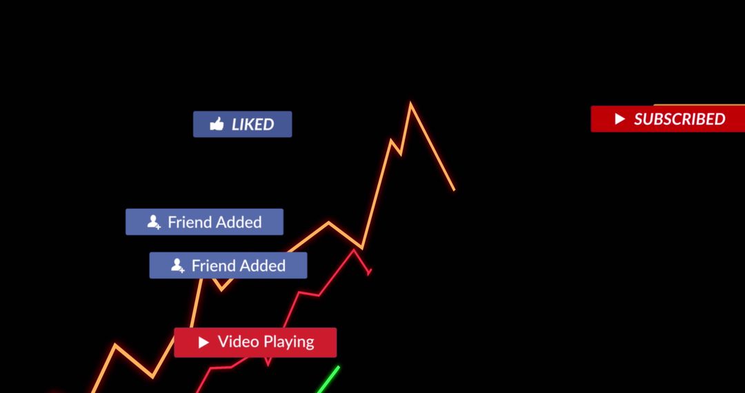 Symbols of Social Media Engagement Tracking Over Progress Graph