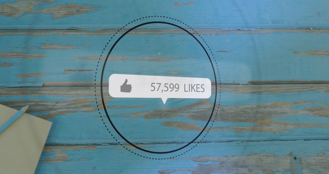 Social Media Like Notification on Rustic Wooden Table Background