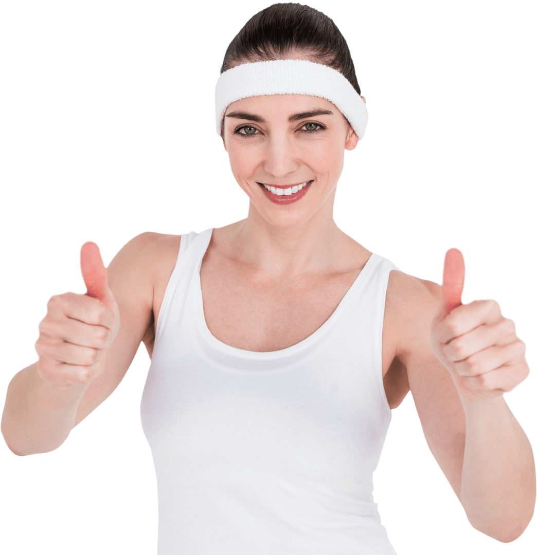 Smiling Female Athlete Giving Thumbs Up with Transparent Background