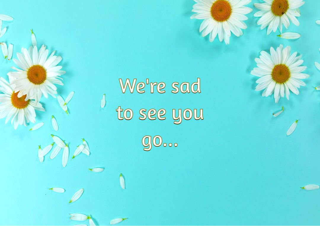 Farewell Card with Daisies on Blue Background - Download Free Stock Templates Pikwizard.com