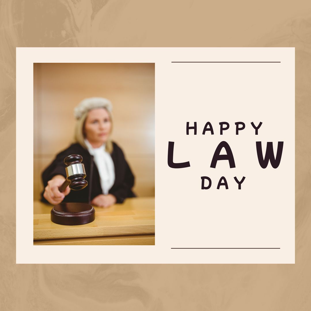 Celebration of Law Day with Female Judge Holding Gavel