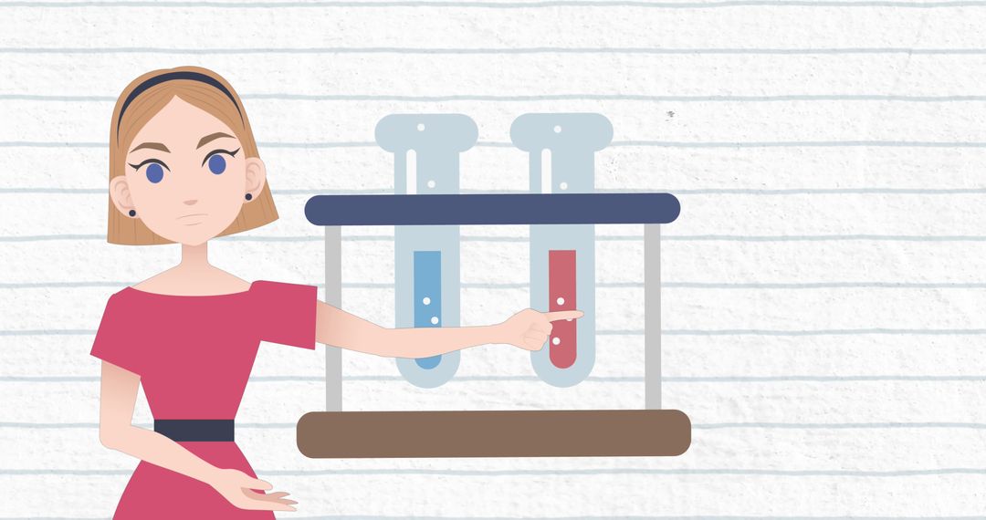 Animated Woman Presenting Test Tubes for Mentoring Month