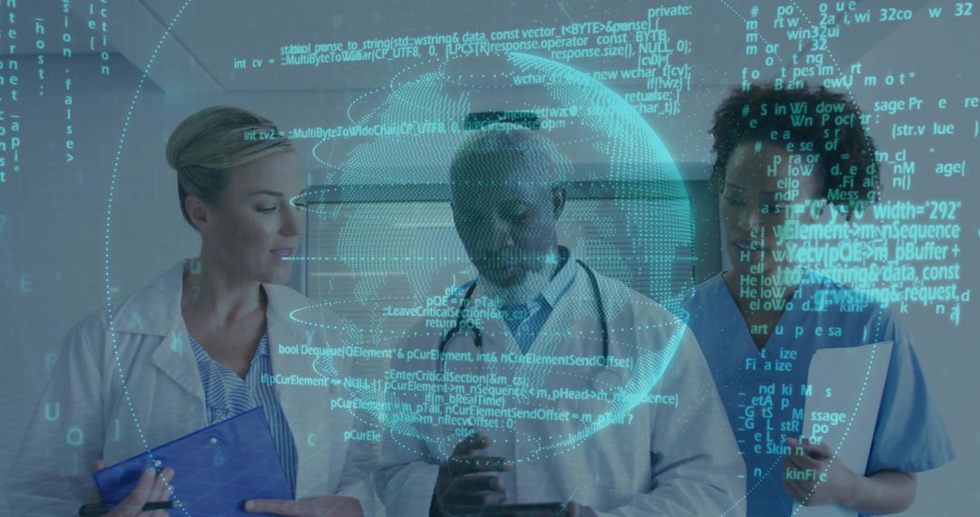 Doctors and Nurse Analyzing Data with Digital Technology in Healthcare