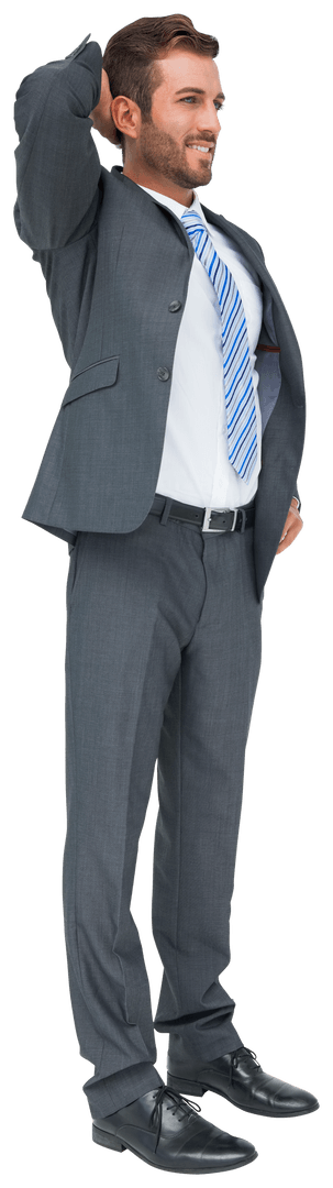 Happy Caucasian Businessman Smiling with Confident Pose on Transparent Background