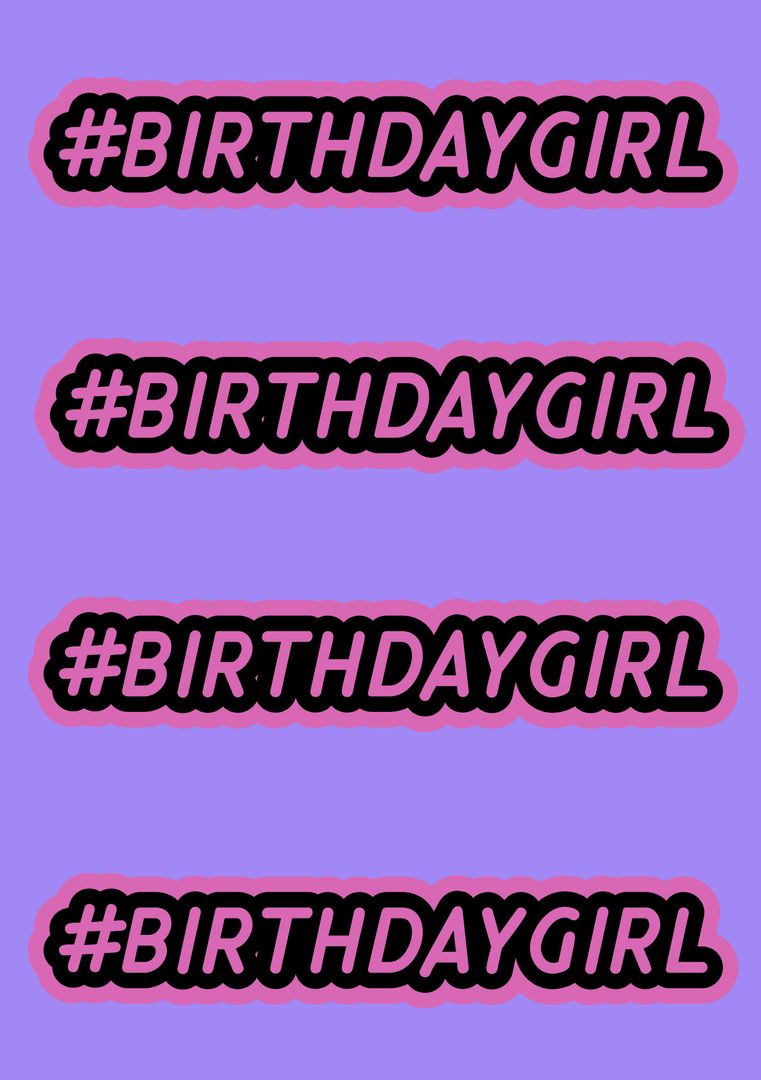Hashtag Birthday Girl on Vibrant Purple Background