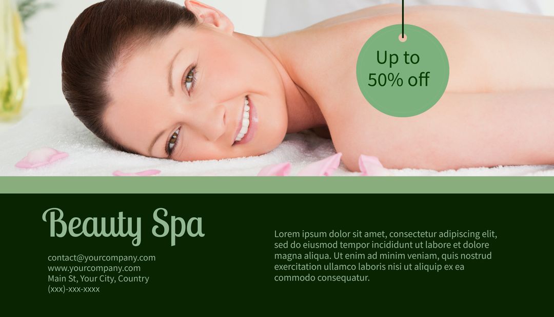 Relaxed Woman at Spa with Discount Offer Indulgence - Download Free Stock Templates Pikwizard.com