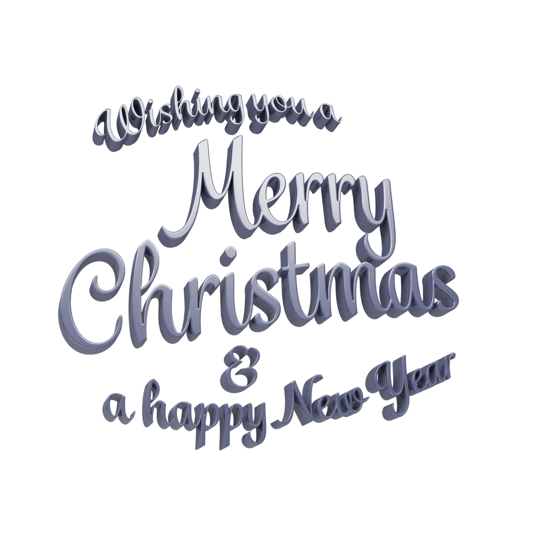 Elegant Merry Christmas Text Design on Transparent Background