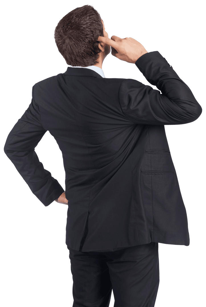 Businessman Gesturing with Confidence on Transparent Background