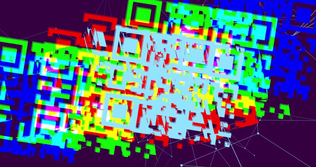 Abstract QR Code Data Interface with Digital Network