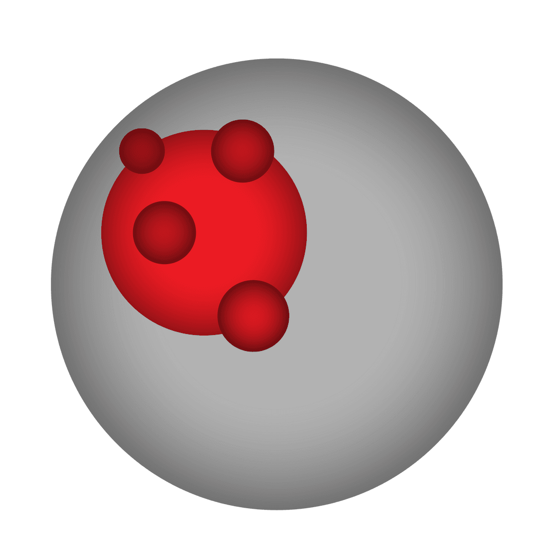 Transparent Red Molecules Diagram on Gray Sphere