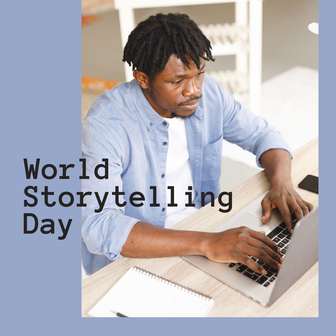 World Storytelling Day Celebration with Man Using Laptop
