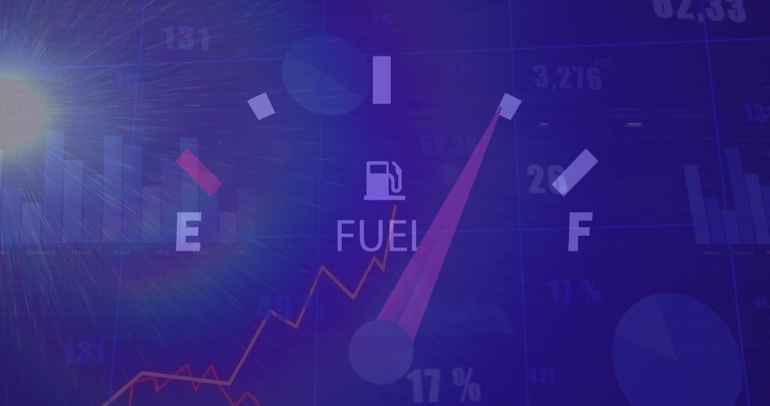 Abstract Speedometer Displaying Technological Data Trends in Blue Background