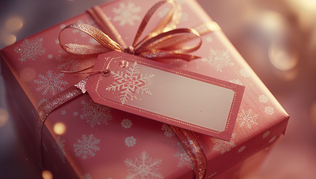 Elegant Snowflake Gift Box with Ribbon and Tag for Festive Celebrations