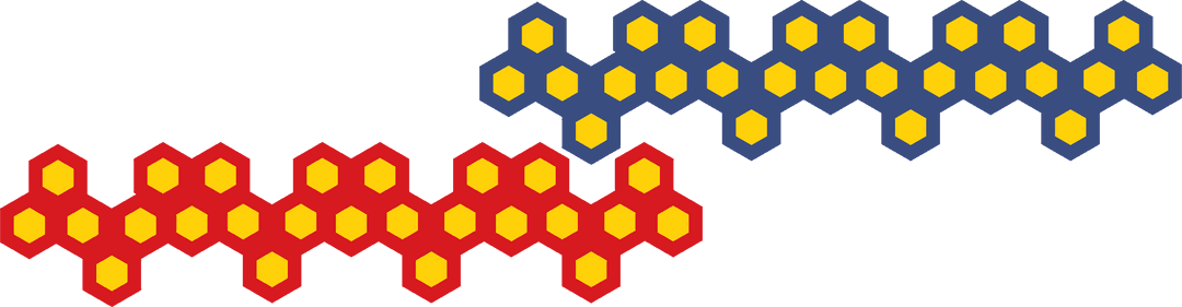 Colorful hexagonal shapes overlay on transparent background