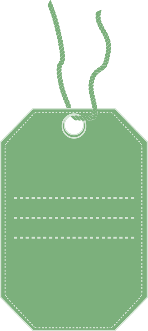 Green Tag Isolated on Transparent Background with String