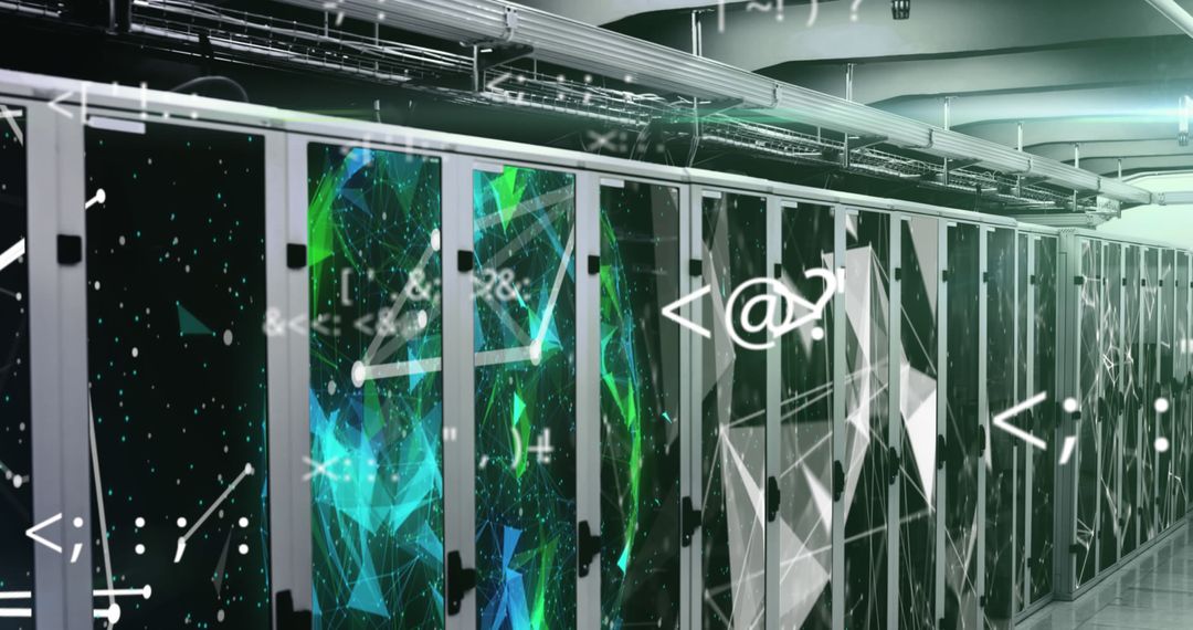 Digital Data Overlays on Modern Server Room