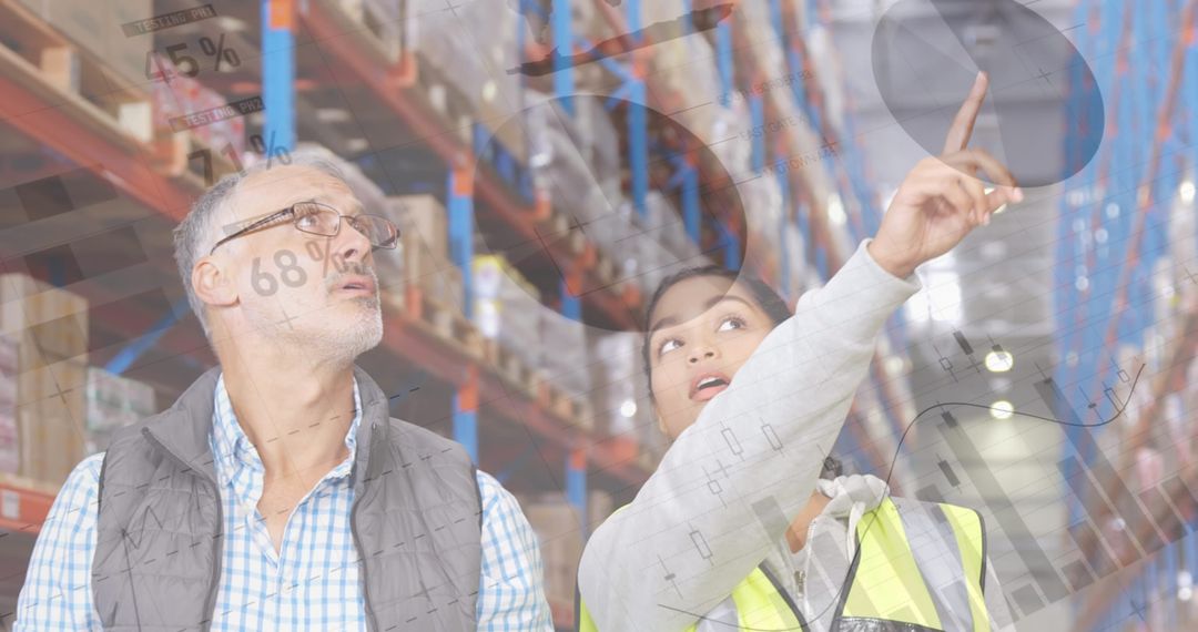 Warehouse Workers Analyzing Digital Data for Global Logistics
