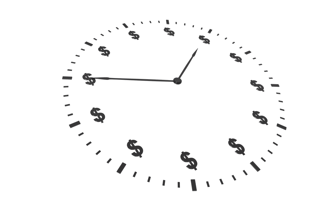 Transparent Symbolic Clock with Dollar Signs for Hour Marks