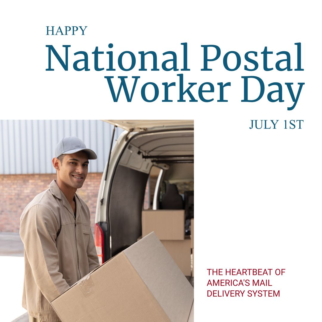 Happy National Postal Worker Day Celebrating Delivery Worker on July 1st - Download Free Stock Templates Pikwizard.com