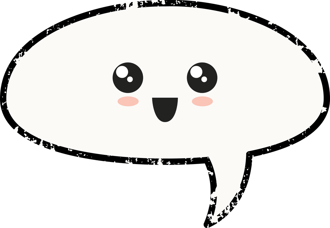Cute Smiley Face Text Bubble on Transparent Background