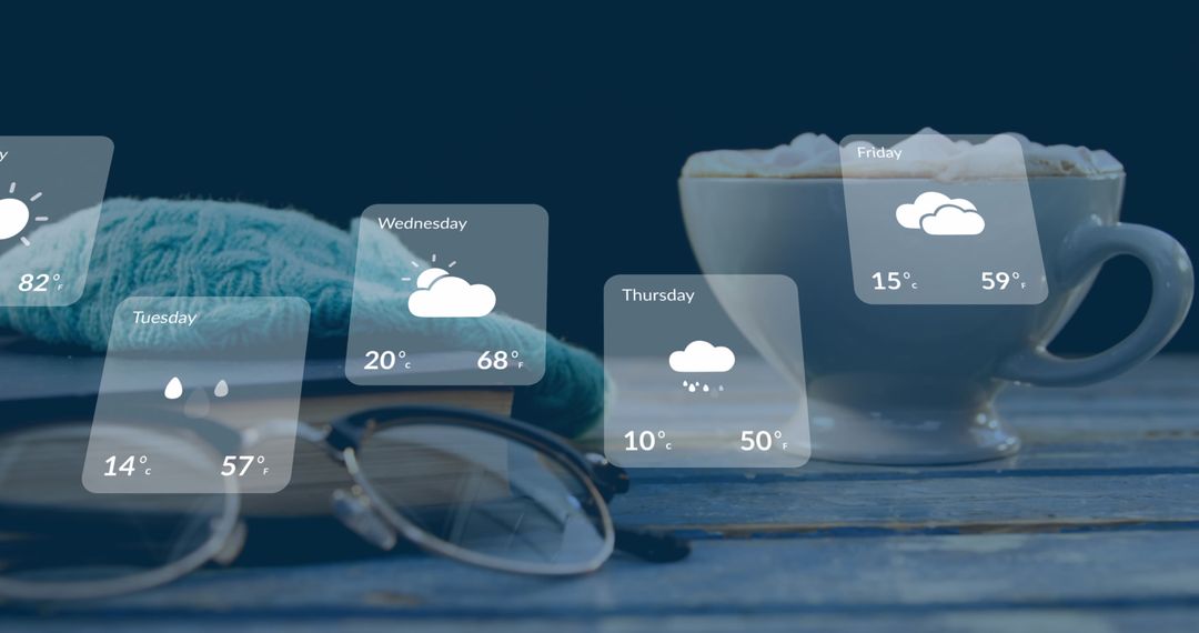 Weather Forecasting Concept with Coffee and Accessories