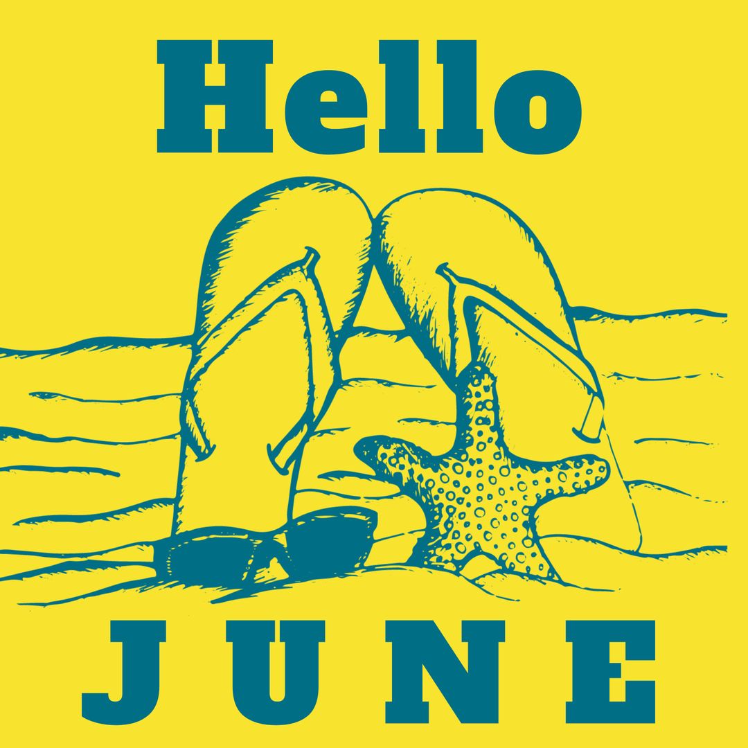 Hello June Summer Tropical Beach Illustration