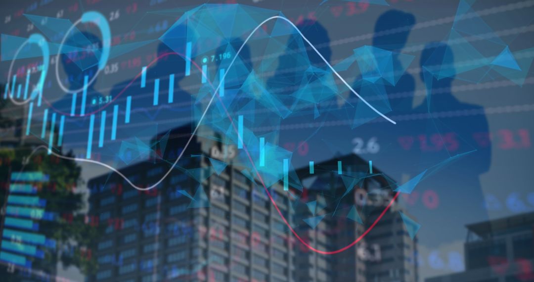 Modern Business Trends with Digital Graph Over Cityscape