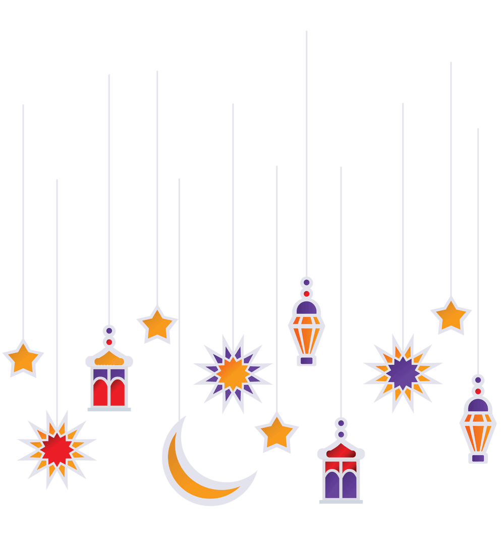 Festive Christmas Decorations Hanging on Transparent Background