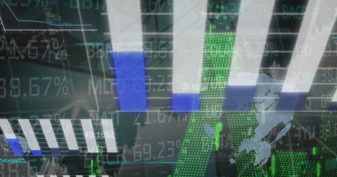 Global Finance Concept with World Map and Data Graphics
