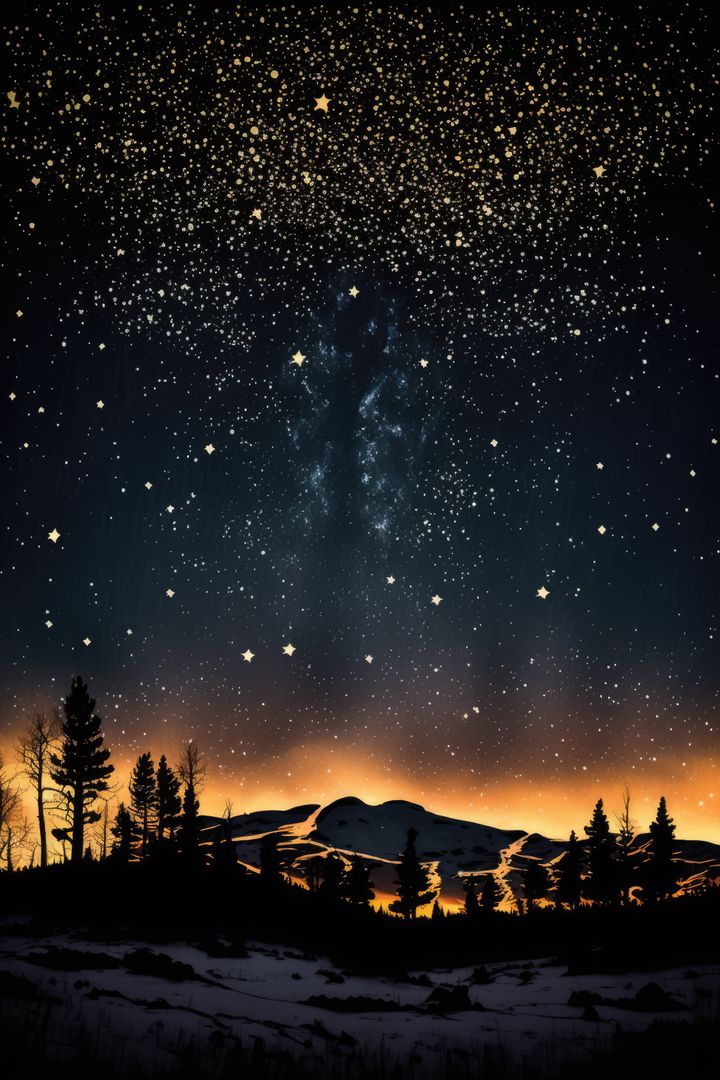 Stunning Night Sky with Starry Landscape and Snowy Horizon - Free Images, Stock Photos and Pictures on Pikwizard.com