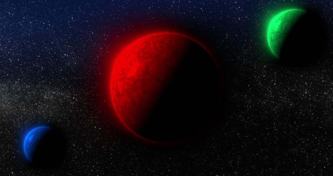 Vibrant Planets in Deep Space With Starry Backdrop