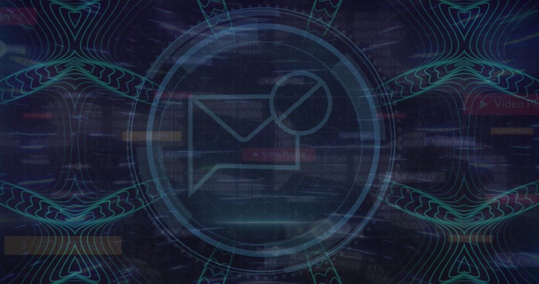 Neon Network Interface with Digital Envelope Notification Icon