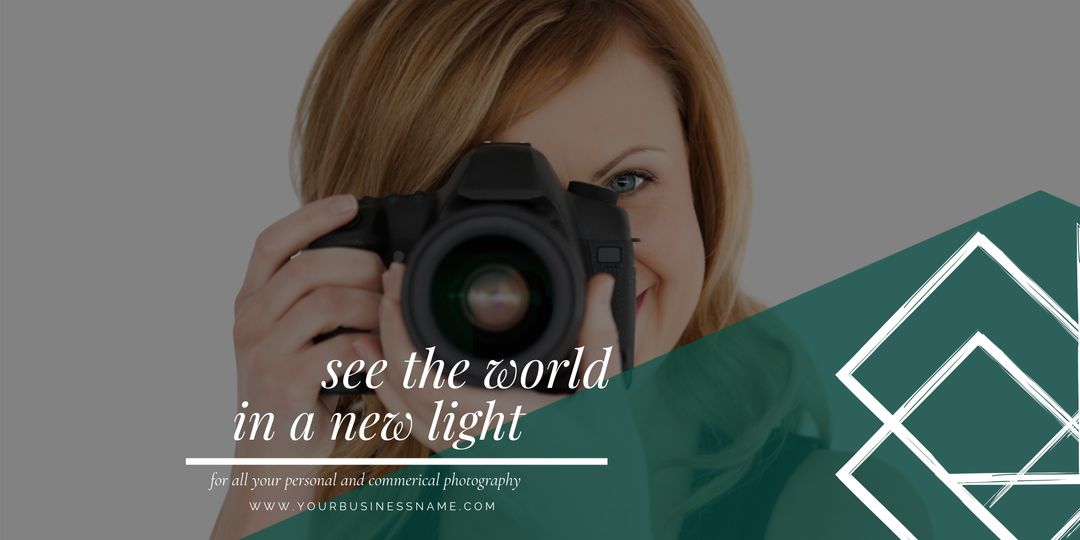 Professional Photography Service Promotion with Smiling Female Photographer - Download Free Stock Templates Pikwizard.com