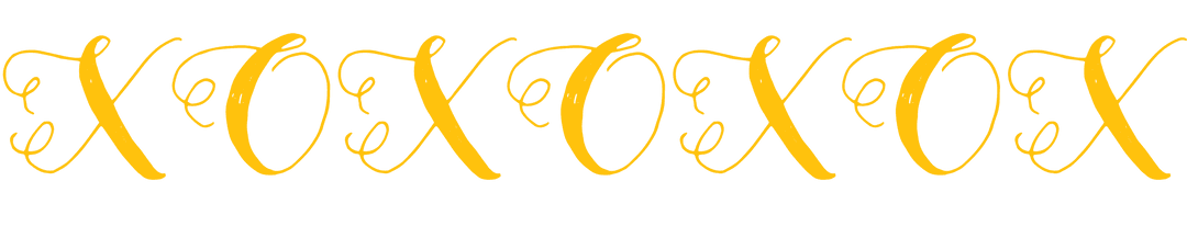 Decorative Yellow XOXO Text on Transparent Background