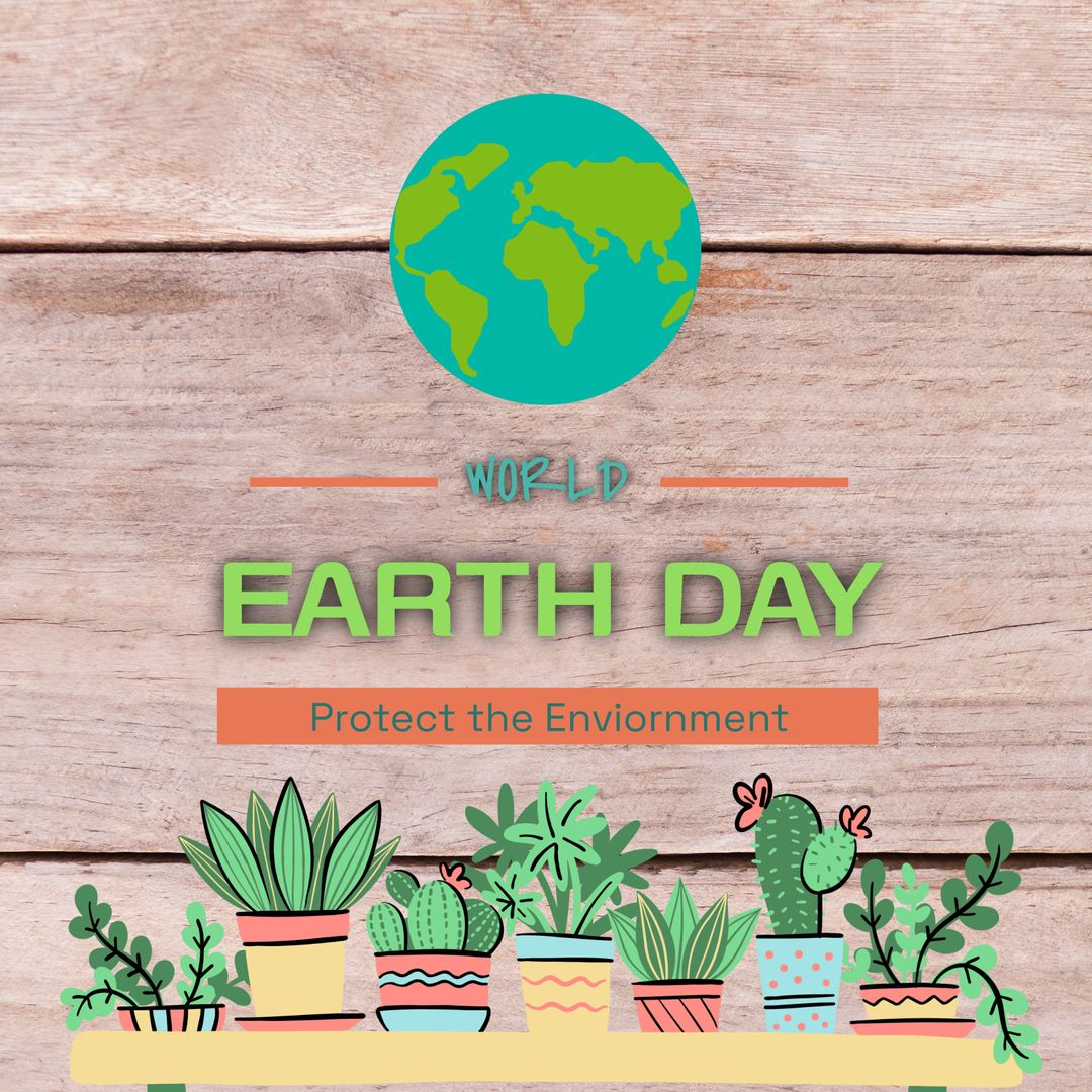 World Earth Day Celebration With Globe Illustration And Plants