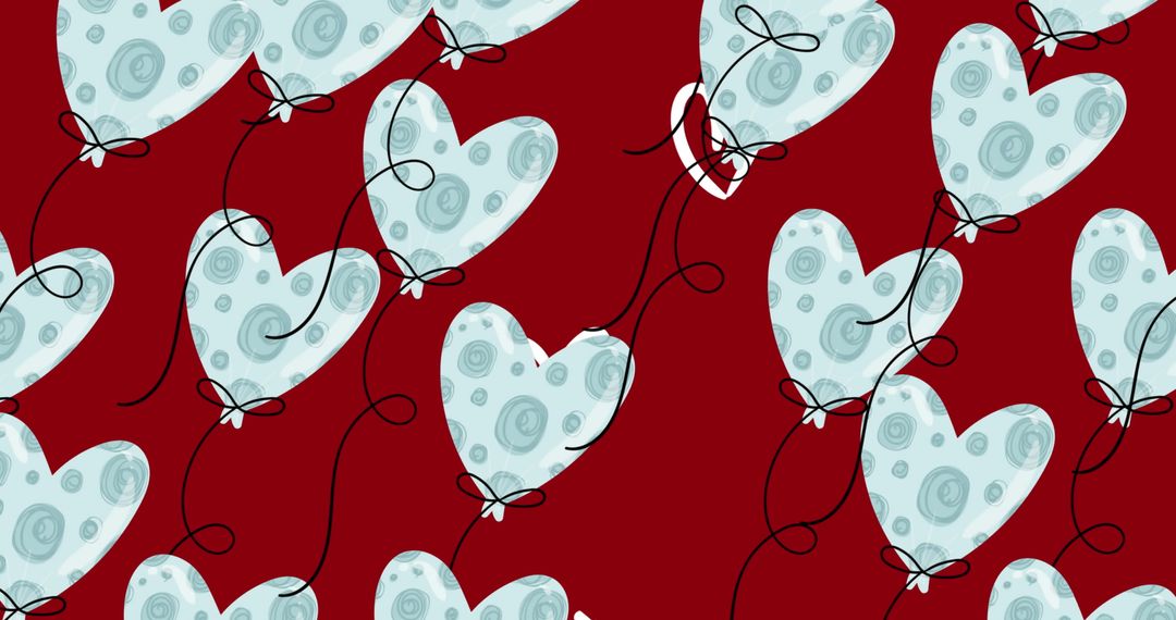 Heart-Shaped Balloons Floating on Red Background for Romantic Design