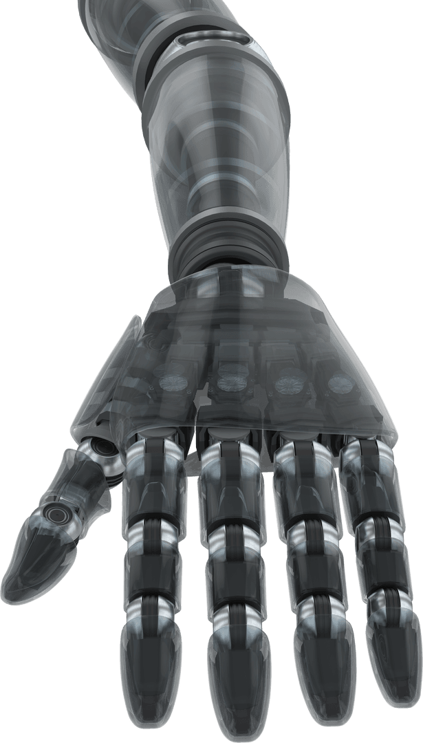 Transparent Robotic Arm Close-up: Futuristic Technology Concept