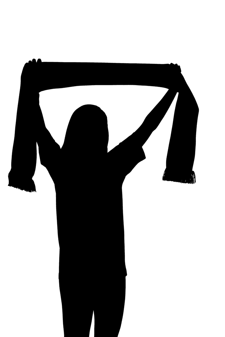 Transparent Silhouette Celebrating with Scarf Raised High