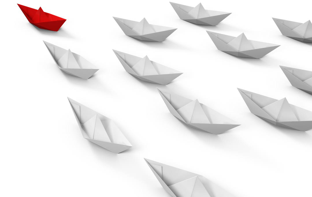 Row of White Paper Boats with Red Leader on Transparent Background - Download Free Stock Images Pikwizard.com