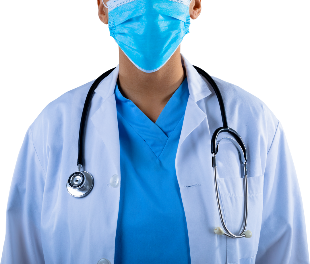 Transparent Mid Section of African American Female Doctor Wearing Face Mask and Lab Coat - Download Free Stock Images Pikwizard.com