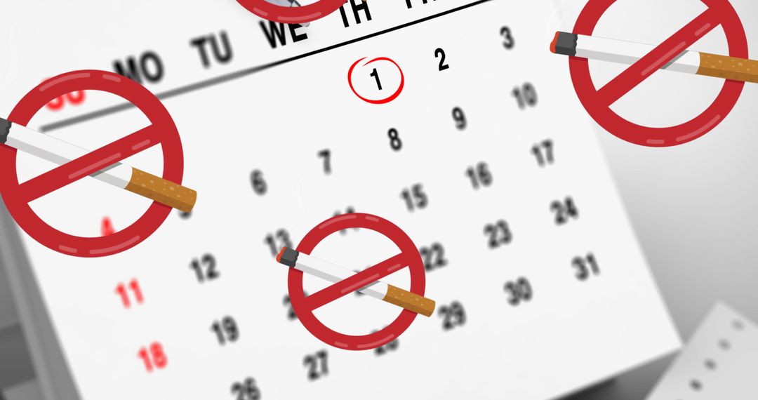 No Smoking Concept with Cigarette Ban Overlay on Calendar
