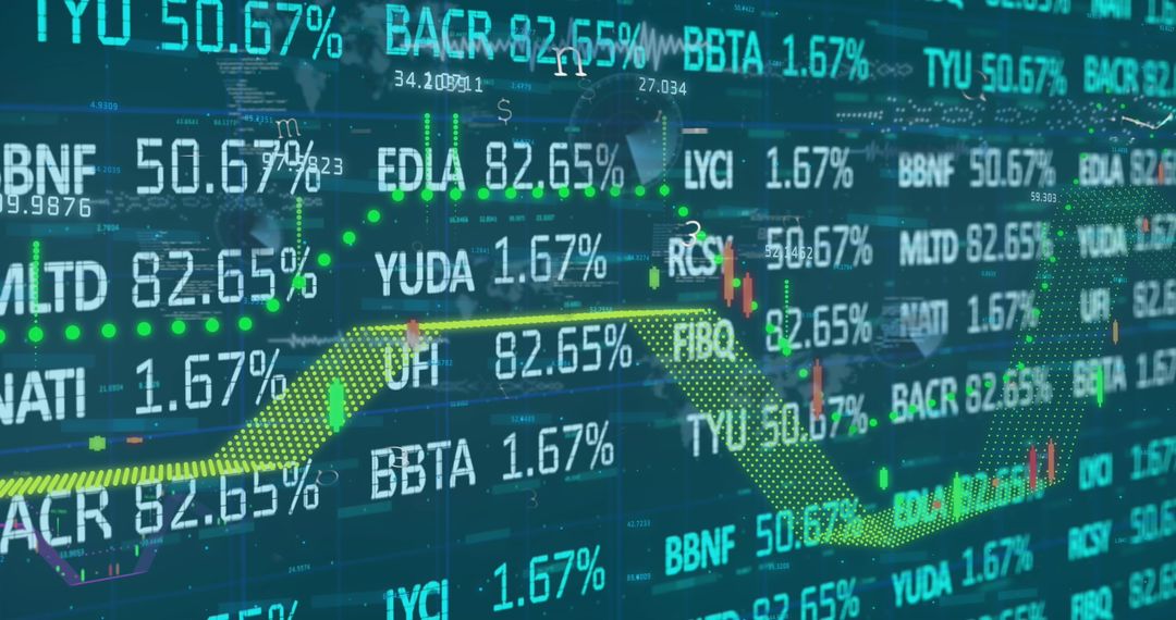 Digital Padlock and Stock Market Data on Blue Background