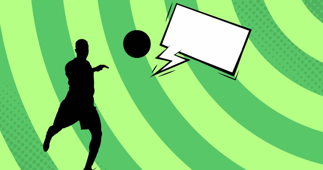 Silhouette of Football Player with Speech Bubble on Vibrant Green Background