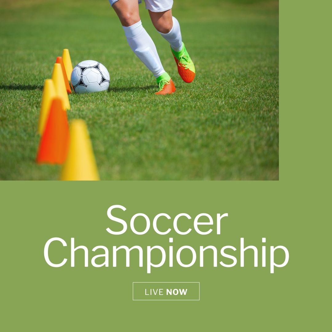 Youth Soccer Player Dribbling Ball Through Cones at Championship - Download Free Stock Templates Pikwizard.com