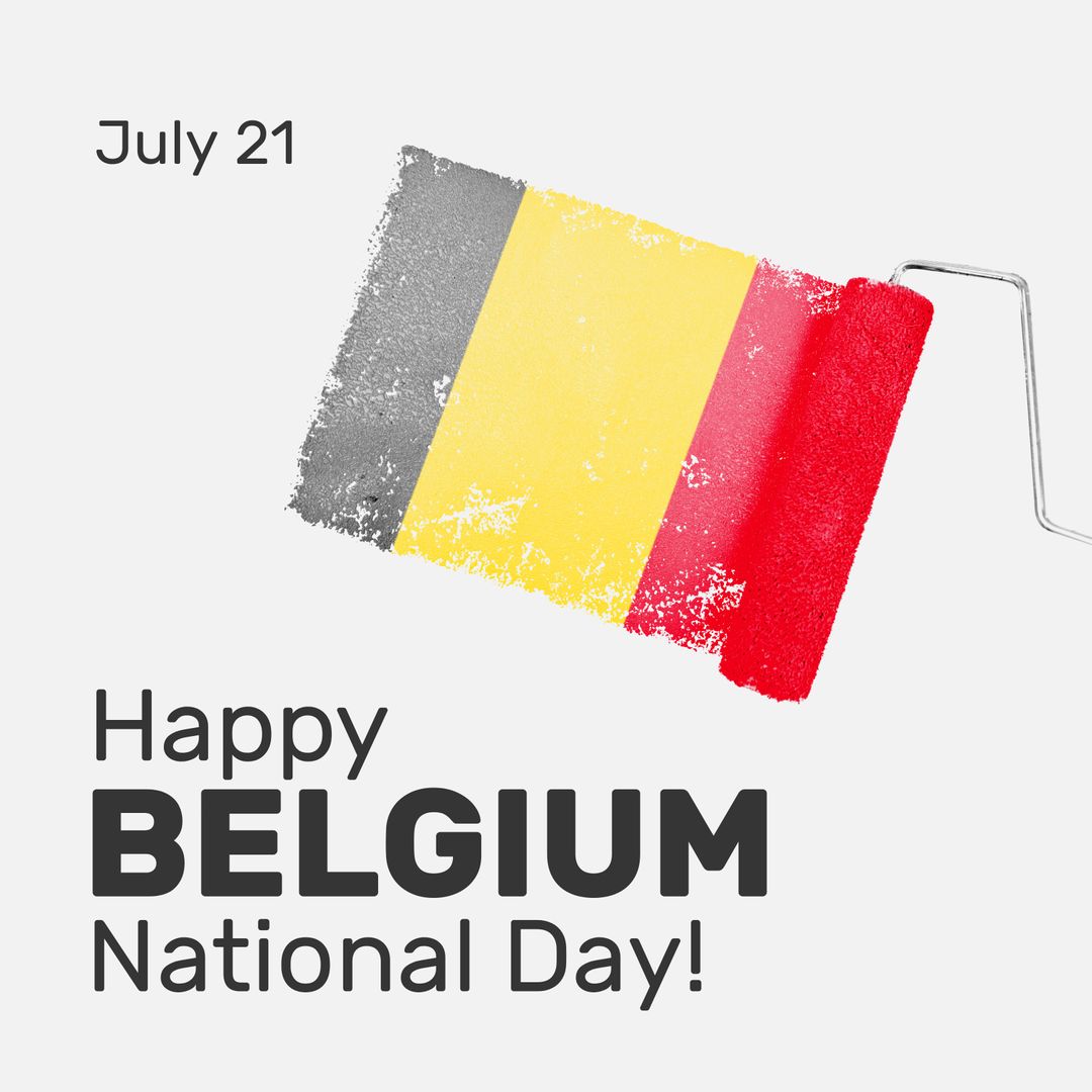 Belgium National Day Illustration with Painted Flag and Text