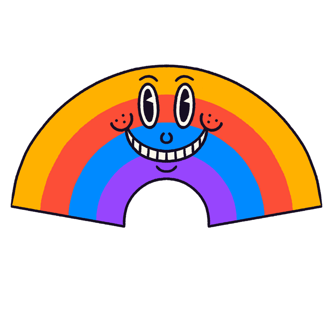 Colorful Smiling Rainbow Arc on Transparent Background