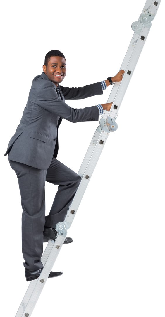 Transparent Background Businessman Climbing Ladder in Suit - Download Free Stock Images Pikwizard.com